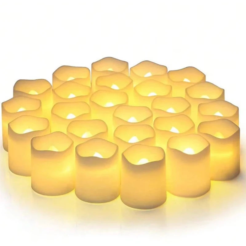24PCS LED Candle Tea Lights Battery Operated Red Shells Romantic Decoration Flameless Wedding Party Use Econic Blanks